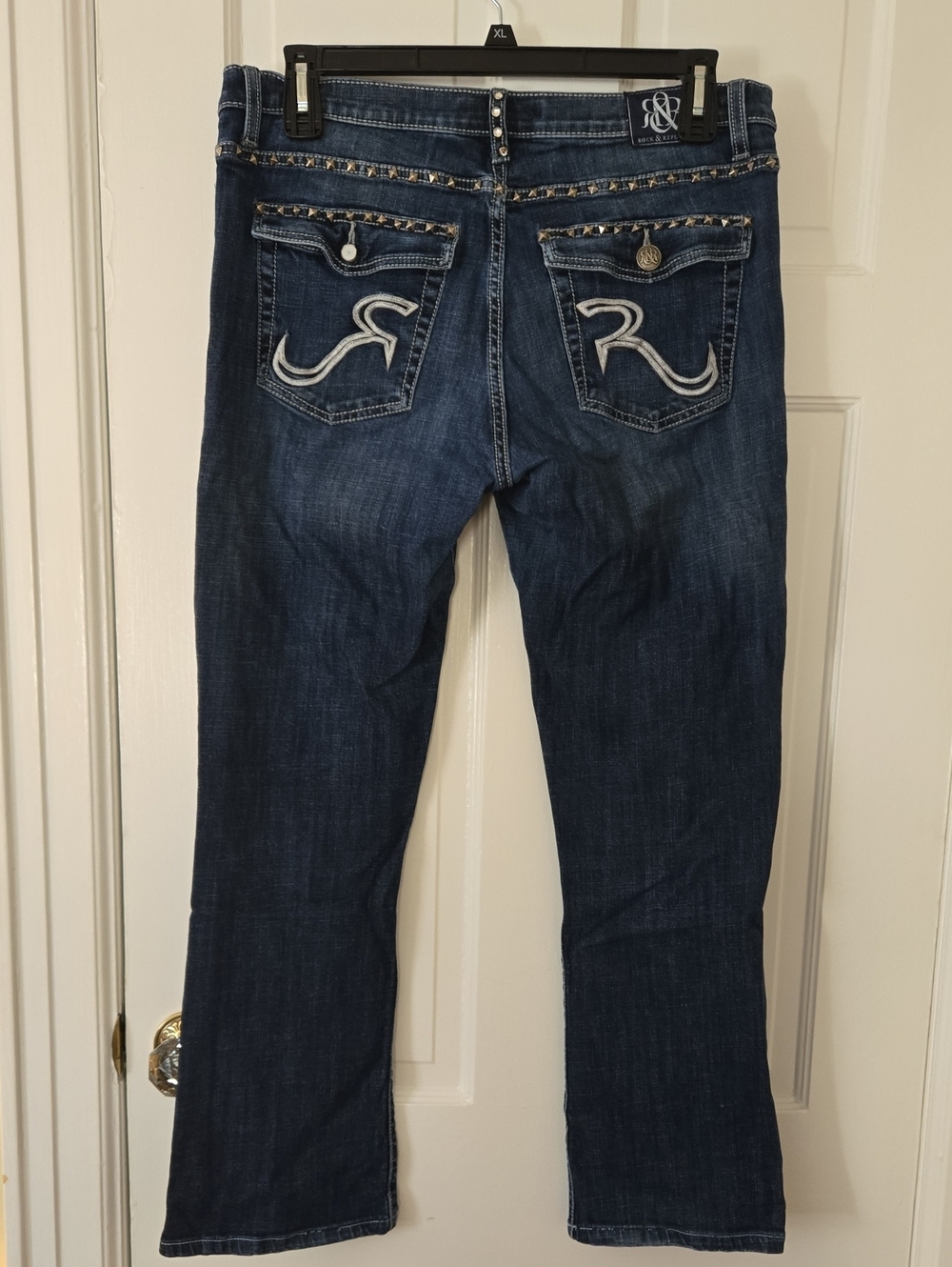 Rock & Republic Women's Blue Jeans with Studs & Embroidered Back Pockets